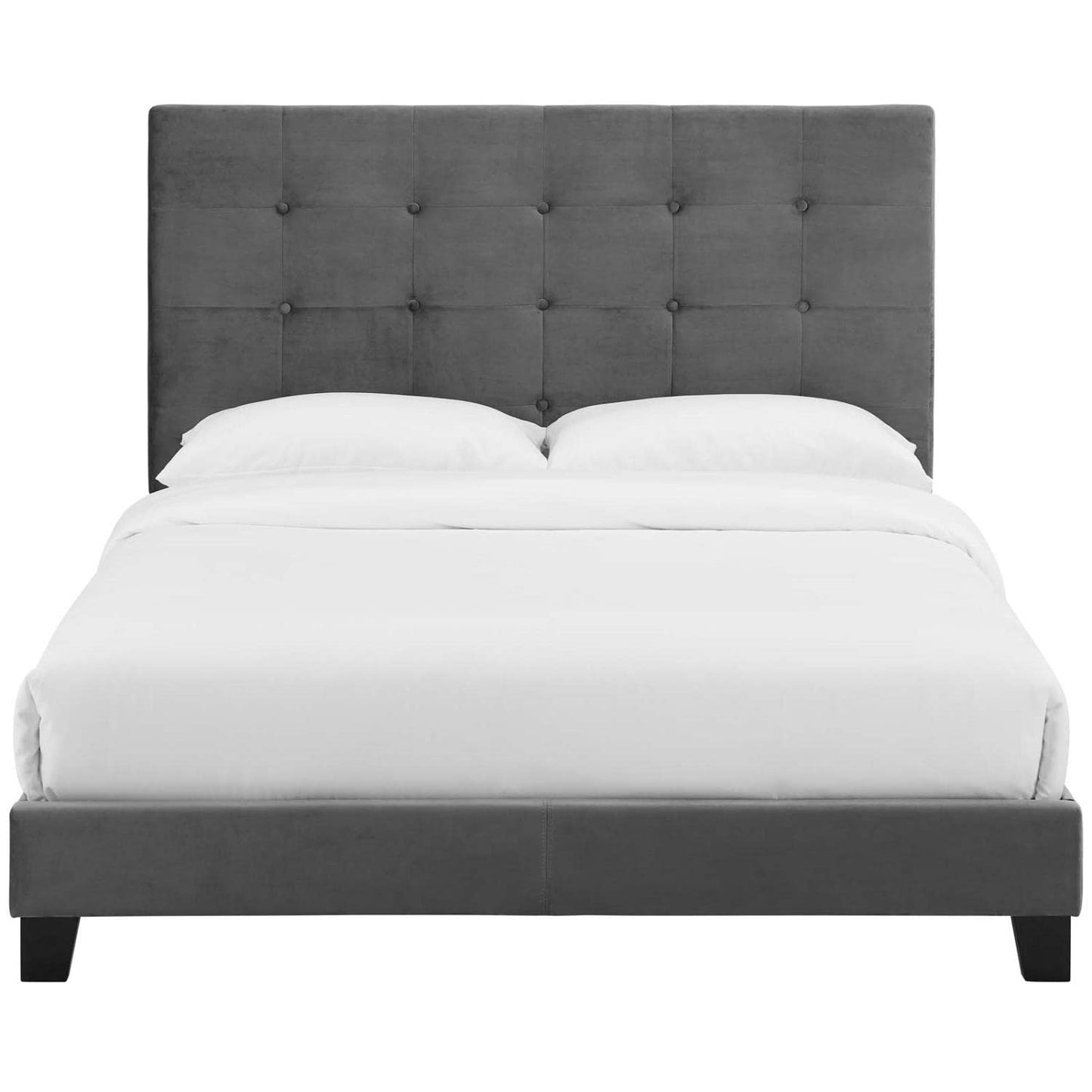 Bed | CasaFoyer Melanie King Platform Bed | Chic Design | Button Tufting | Stain-Resistant Velvet | Wood Frame | No Box Spring | Non-Marking Foot Caps | 800 lbs Capacity | casafoyer.myshopify.com