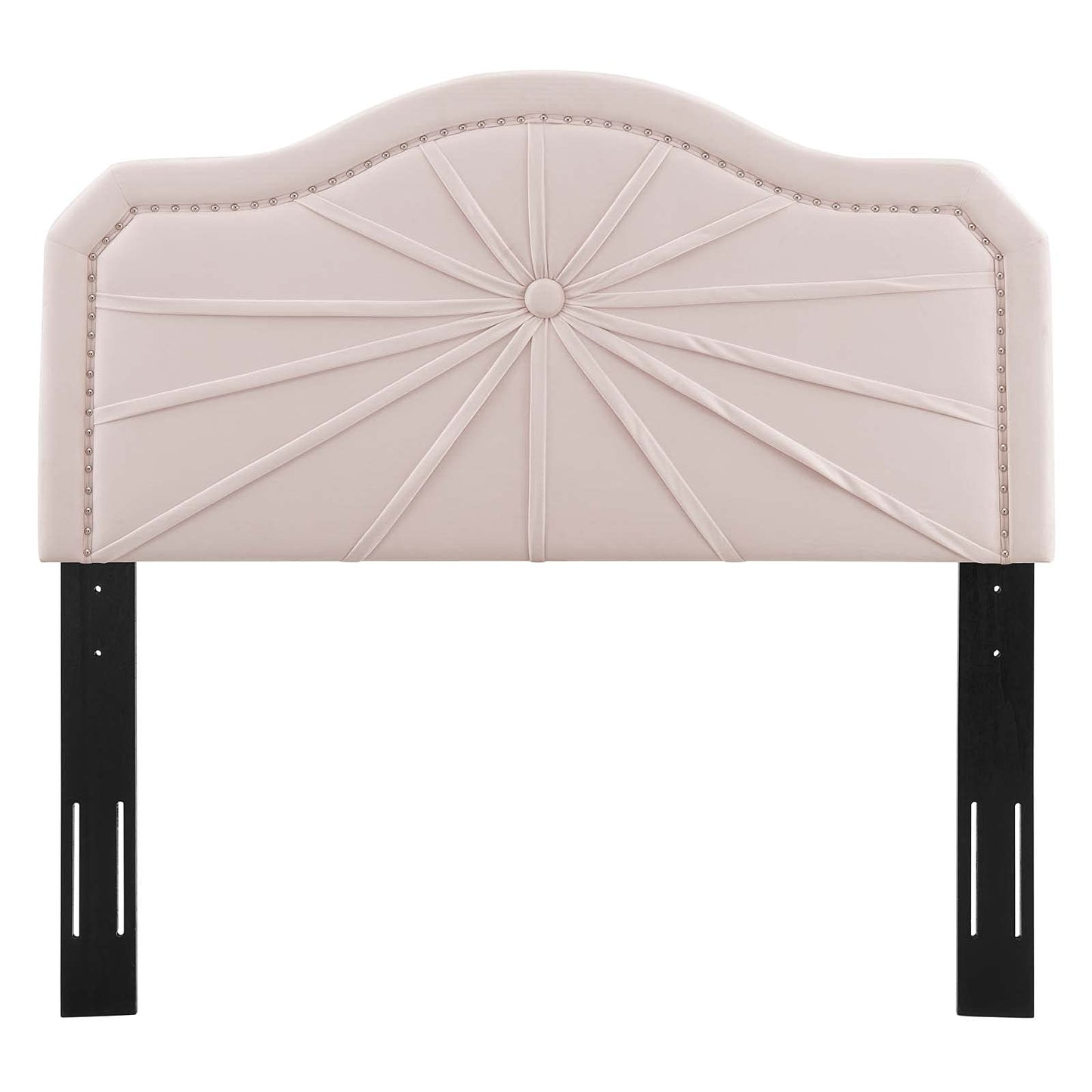 headboards | CasaFoyer Kristin Performance Velvet King/California King Headboard | Vintage Modern Glamour | Nailhead Trim | Pleated Design | Pink | casafoyer.myshopify.com