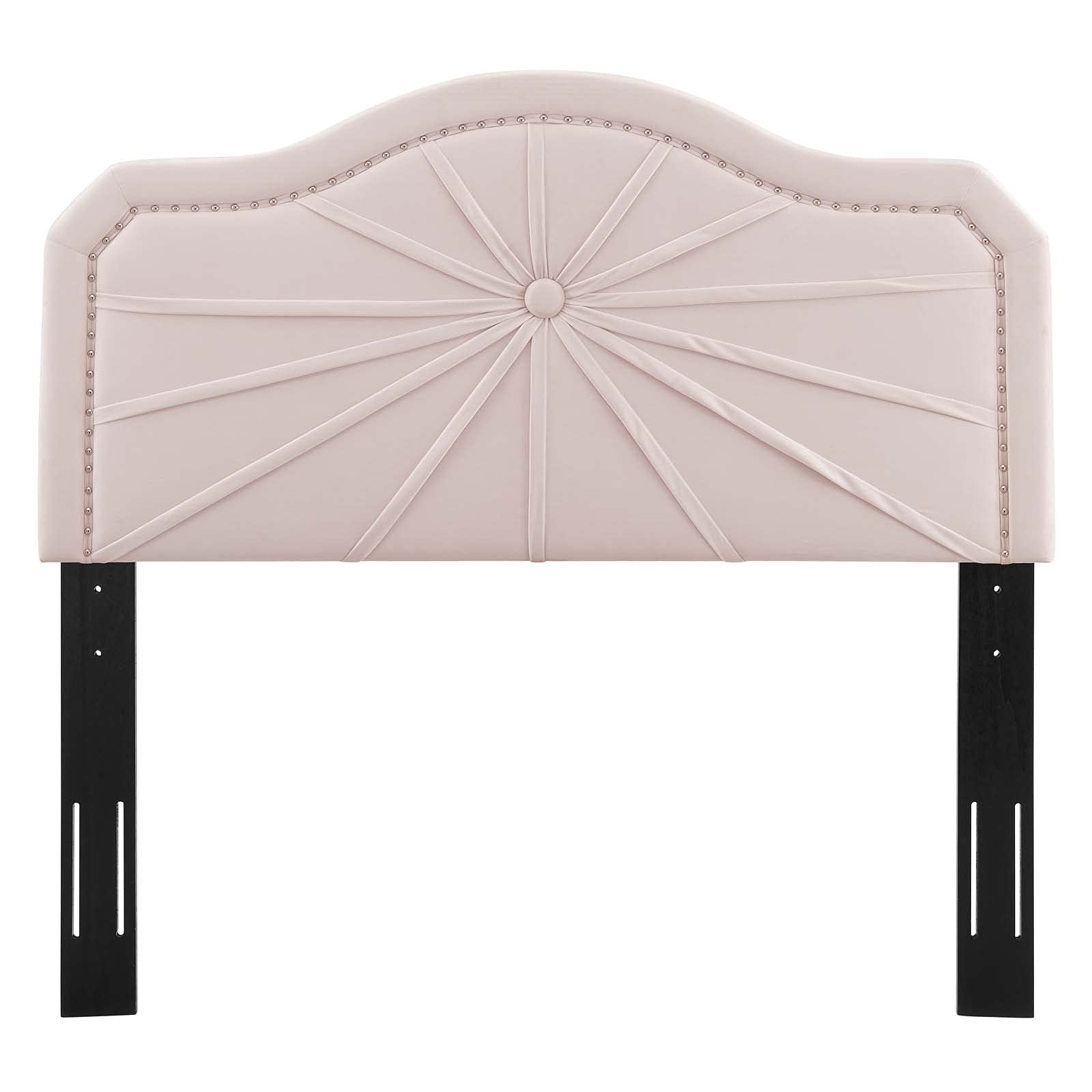 headboards | CasaFoyer Kristin Performance Velvet King/California King Headboard | Vintage Modern Glamour | Nailhead Trim | Pleated Design | Pink | casafoyer.myshopify.com