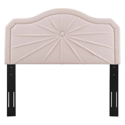 headboards | CasaFoyer Kristin Performance Velvet King/California King Headboard | Vintage Modern Glamour | Nailhead Trim | Pleated Design | Pink | casafoyer.myshopify.com