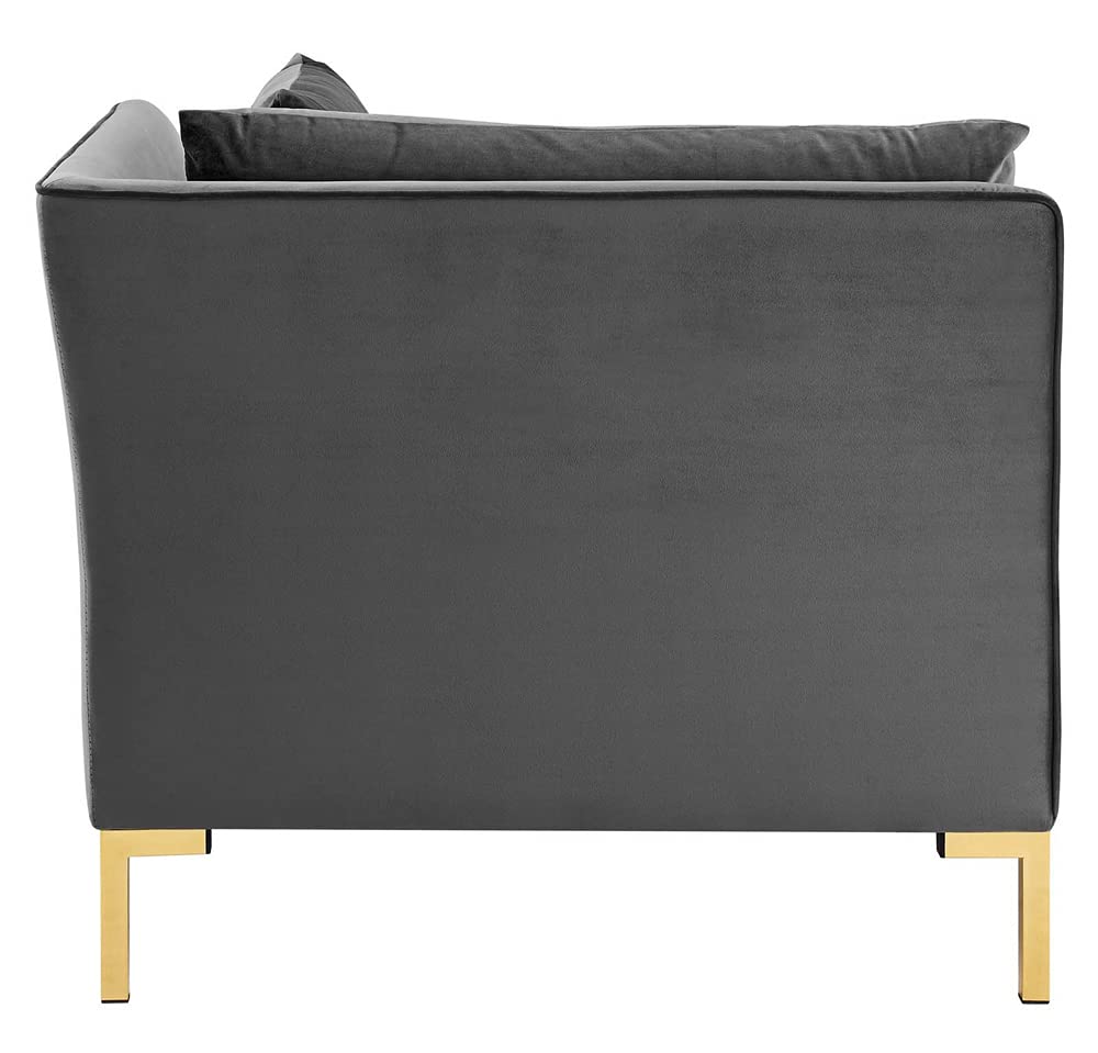 kitchen and dining room sets | CasaFoyer Ardent Performance Velvet 5-Piece Sectional Sofa | Vintage Modern Glam Deco Style | Stain-Resistant | Ultimate Comfort | Gold Metal Legs | Gray | casafoyer.myshopify.com