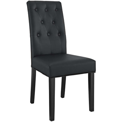 home office desk chairs | CasaFoyer Confer Button Tufted Faux Leather Dining Side Chair Set | Elegant Vintage Glamour | Comfortable & Sophisticated | Set of 4 | casafoyer.myshopify.com