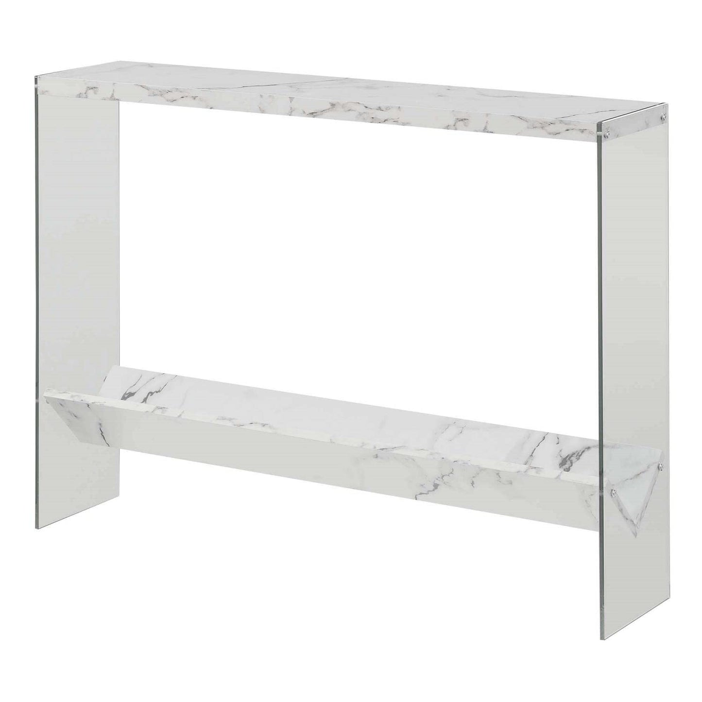 TABLE | Ergode SoHo V Console Table with Shelf | Contemporary Design | Glass Frame | Floating Shelves | Durable Honeycomb Particle Board | Easy Maintenance | casafoyer.myshopify.com