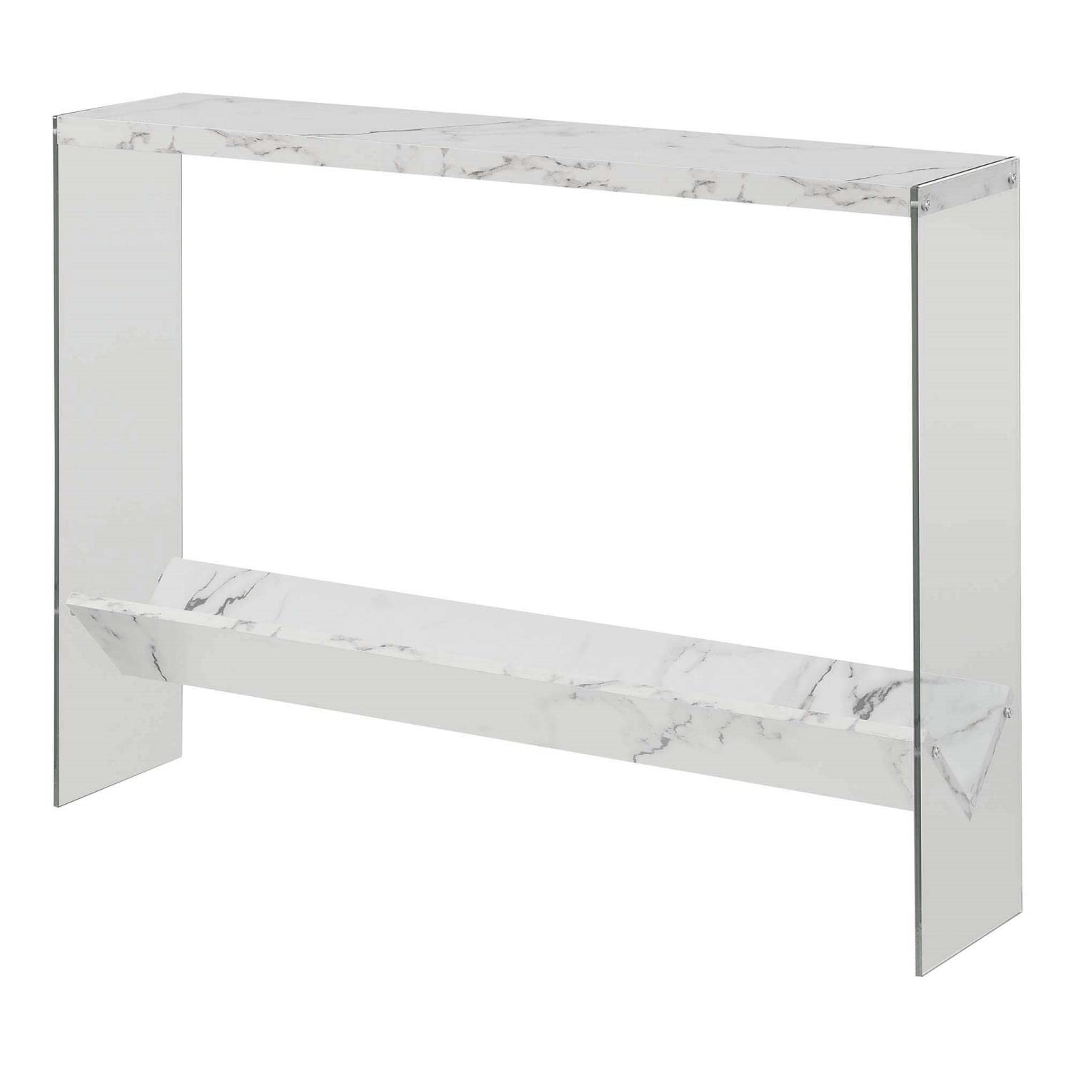 TABLE | Ergode SoHo V Console Table with Shelf | Contemporary Design | Glass Frame | Floating Shelves | Durable Honeycomb Particle Board | Easy Maintenance | casafoyer.myshopify.com