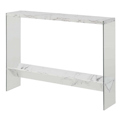 TABLE | Ergode SoHo V Console Table with Shelf | Contemporary Design | Glass Frame | Floating Shelves | Durable Honeycomb Particle Board | Easy Maintenance | casafoyer.myshopify.com