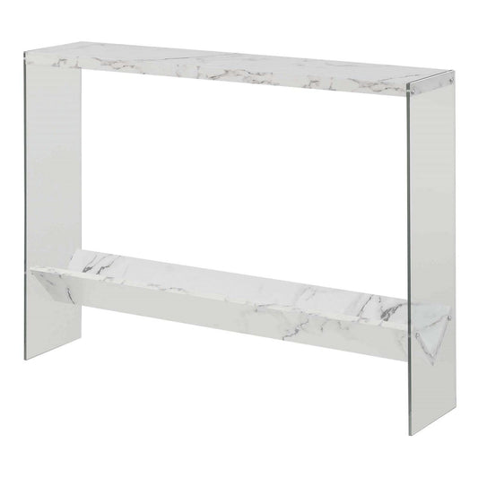 TABLE | Ergode SoHo V Console Table with Shelf | Contemporary Design | Glass Frame | Floating Shelves | Durable Honeycomb Particle Board | Easy Maintenance | casafoyer.myshopify.com