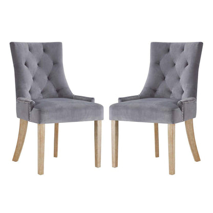 home office desk chairs | CasaFoyer Pose Performance Velvet Dining Chair Set | Modern Farmhouse Style | Tufting | Nailhead Trim | Stain-Resistant Velvet Upholstery | Natural Wood Legs | Set of 2 | casafoyer.myshopify.com