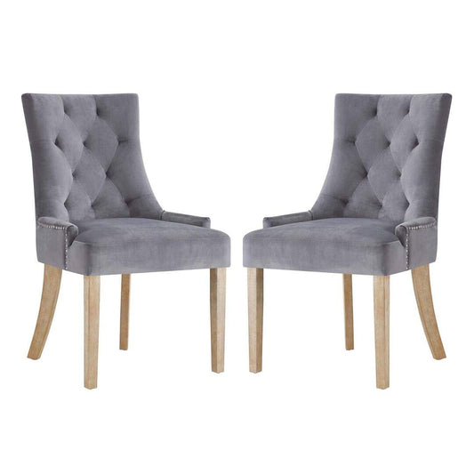 home office desk chairs | CasaFoyer Pose Performance Velvet Dining Chair Set | Modern Farmhouse Style | Tufting | Nailhead Trim | Stain-Resistant Velvet Upholstery | Natural Wood Legs | Set of 2 | casafoyer.myshopify.com