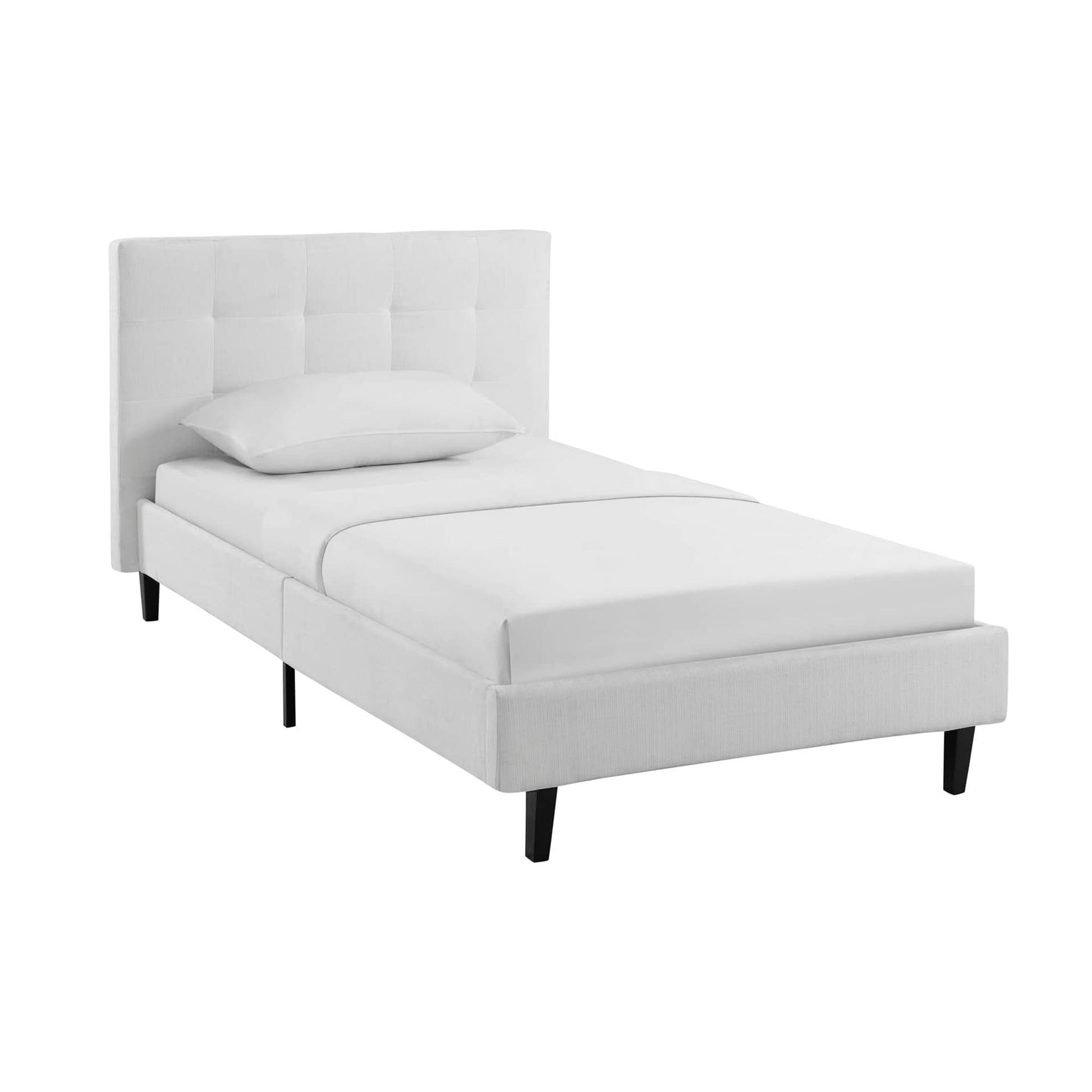 Bed | CasaFoyer Linnea Platform Bed | Elegant Upholstered Tufted Headboard | Solid Wood Legs | No Box Spring Needed | Supports Memory Foam, Spring, Latex, Hybrid Mattresses | Chic-Luxe Look | 1300 lbs Weight Capacity | Full Bed Frame Included (White) | casafoyer.myshopify.com