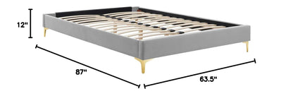 bed frames | CasaFoyer Sutton Performance Velvet Queen Bed Frame | Stain-Resistant | Durable | Supports Memory Foam, Innerspring, Latex, and Hybrid Mattresses | No Box Spring Needed | Gold Metal Legs | 800 lbs Weight Capacity | Assembly Required | casafoyer.myshopify.com