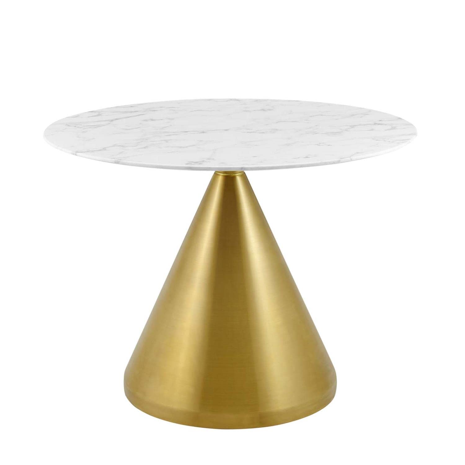 patio dining tables | CasaFoyer Tupelo 40 Dining Table | Modern Style | Mid-Century Flair | Polished Gold Metal Base | Artificial Marble Top | Easy to Clean | Non-Marking Ring | casafoyer.myshopify.com
