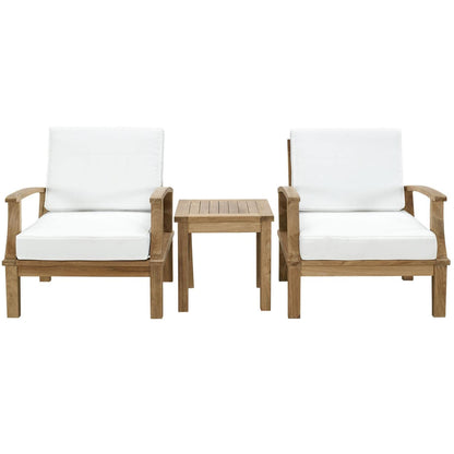 Patio Furniture Sets | Marina Teak Wood Outdoor Patio Furniture Sofa Sectional Set | Luxury, Durability, All-Weather Cushions | Includes Side Table & Armchairs | casafoyer.myshopify.com