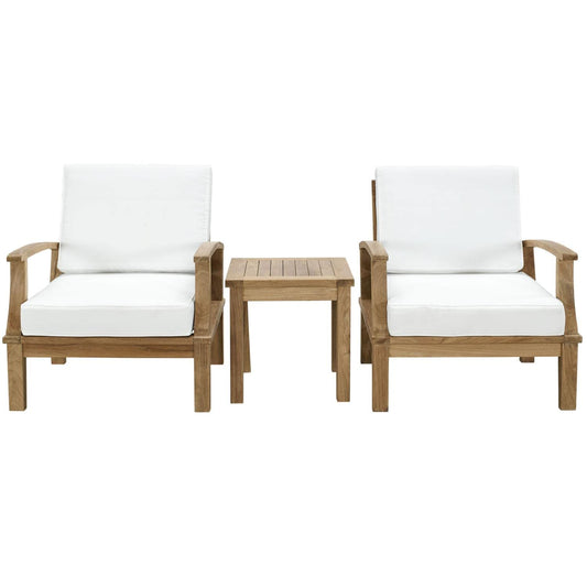 Patio Furniture Sets | Marina Teak Wood Outdoor Patio Furniture Sofa Sectional Set | Luxury, Durability, All-Weather Cushions | Includes Side Table & Armchairs | casafoyer.myshopify.com