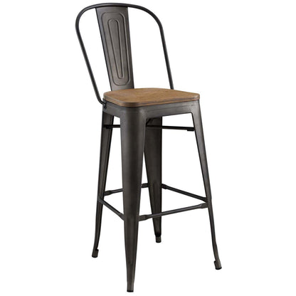barstools | CasaFoyer Promenade Side Bamboo & Metal Bar Stool | Vintage Steel Finish | Industrial Modernity for Breakfast Nook or Bar Area | casafoyer.myshopify.com