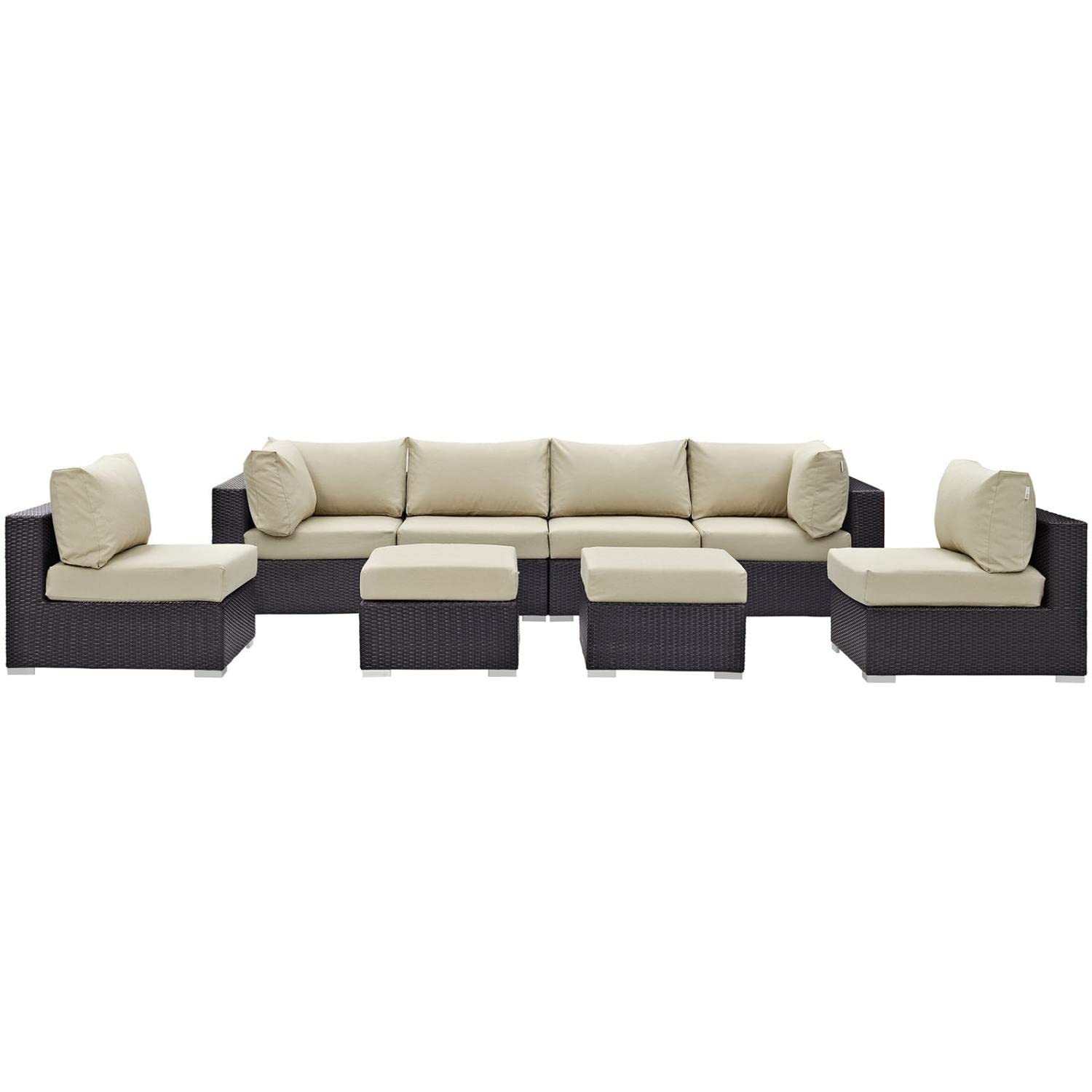 sofas | CasaFoyer Convene Outdoor Sectional Set | Durable Rattan Weave | Weather-Resistant Cushions | 8-Piece Patio Sofa Set | Espresso Beige | casafoyer.myshopify.com