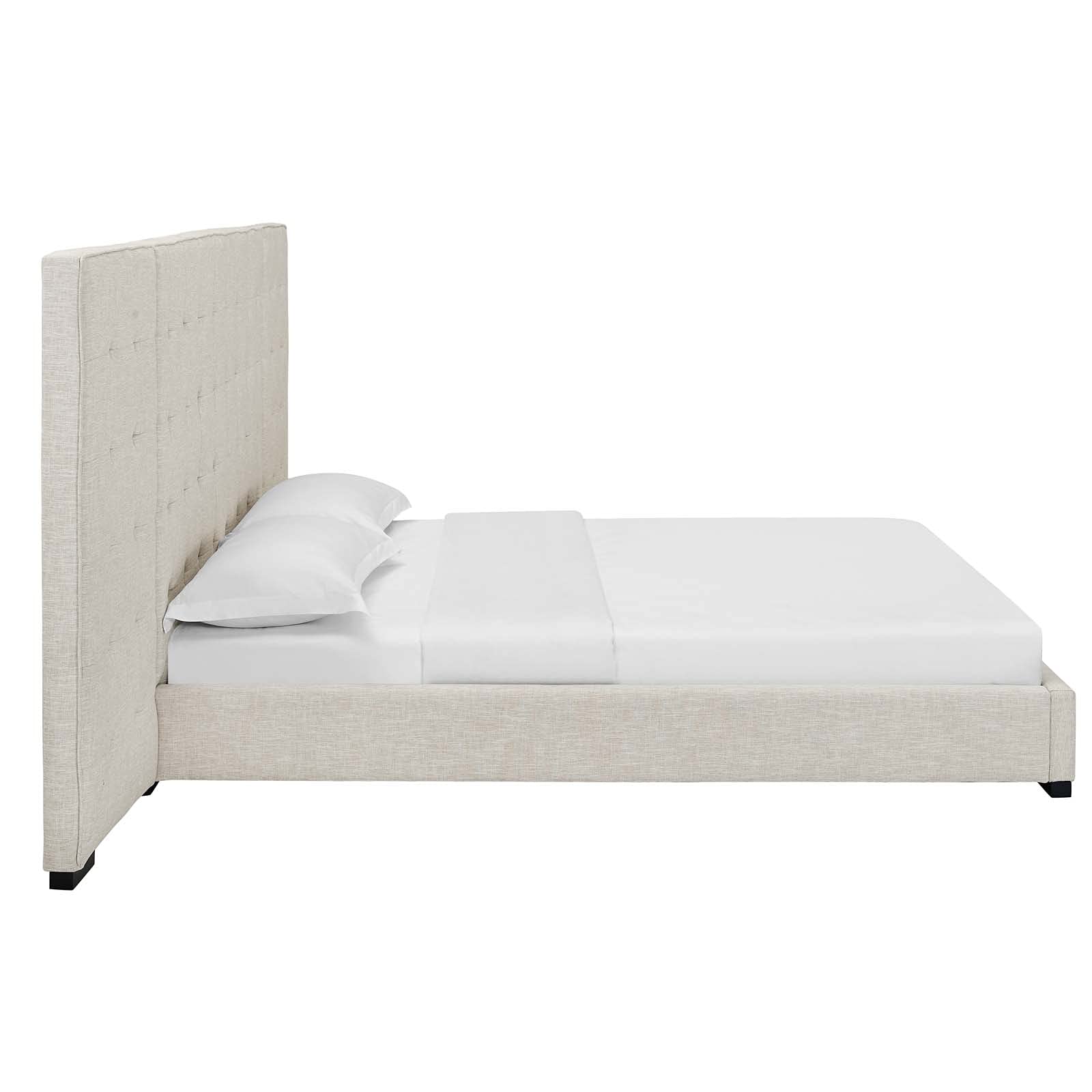 adjustable bed bases | CasaFoyer Primrose Queen Platform Bed | Timeless Charm | Soft Polyester Upholstery | Foam Padded | Wall Panels | Black-Stained Wood Legs | Biscuit Tufting | Sturdy Slat Support System | 1322 lbs Weight Capacity | casafoyer.myshopify.com
