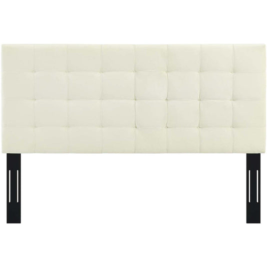 headboards | CasaFoyer Paisley Square-Patterned Velvet Headboard | Timeless Biscuit Tufting | Adjustable Height | Full/Queen Size | Ivory | casafoyer.myshopify.com