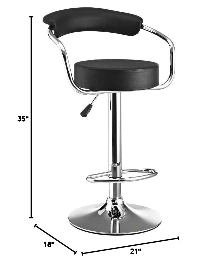 barstools | CasaFoyer Comfortable | Retro Diner Bar Stool | Thick Cushion | Upholstered Backrest | Chrome Finish | Set of 1 | casafoyer.myshopify.com