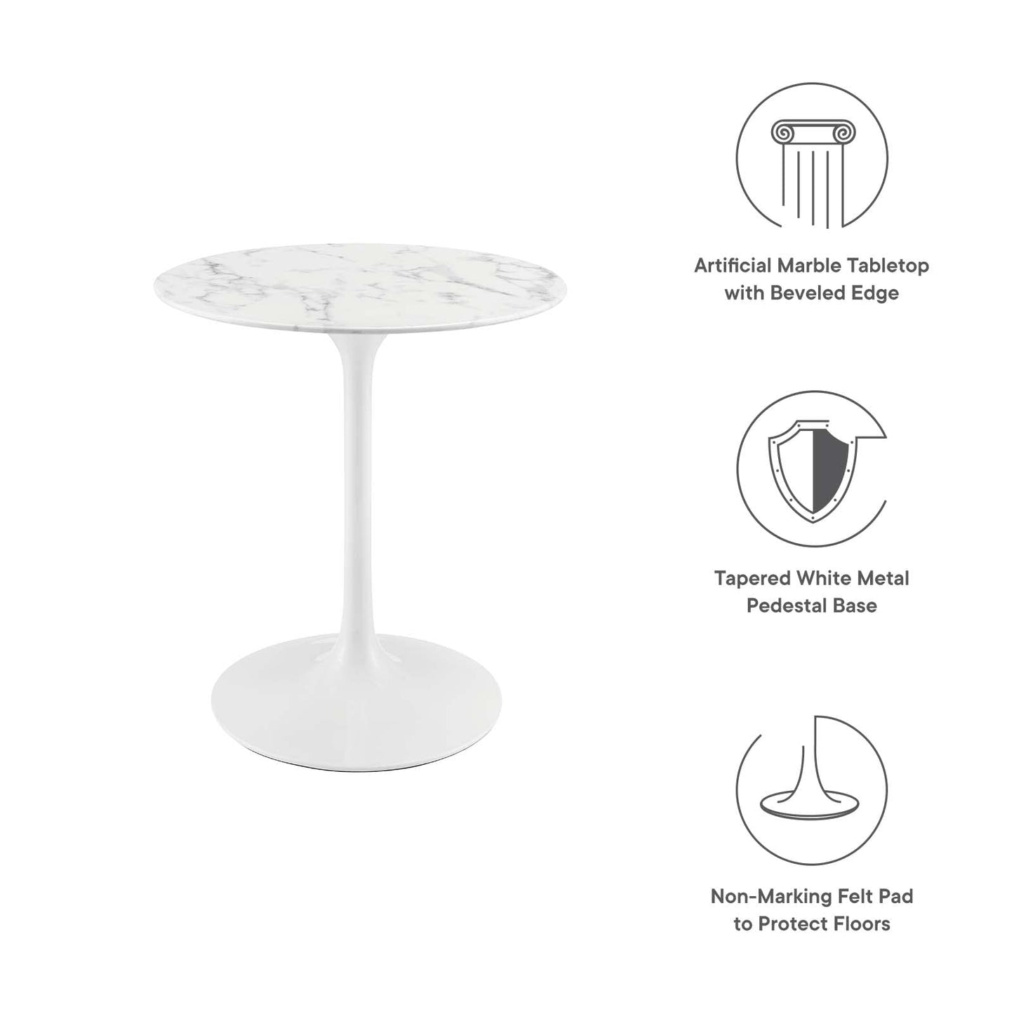 TABLE | Lippa 28 Side Table | Iconic Modern Design | Circular Marble Top | Scratch Resistant Finish | Tapered Metal Base | casafoyer.myshopify.com