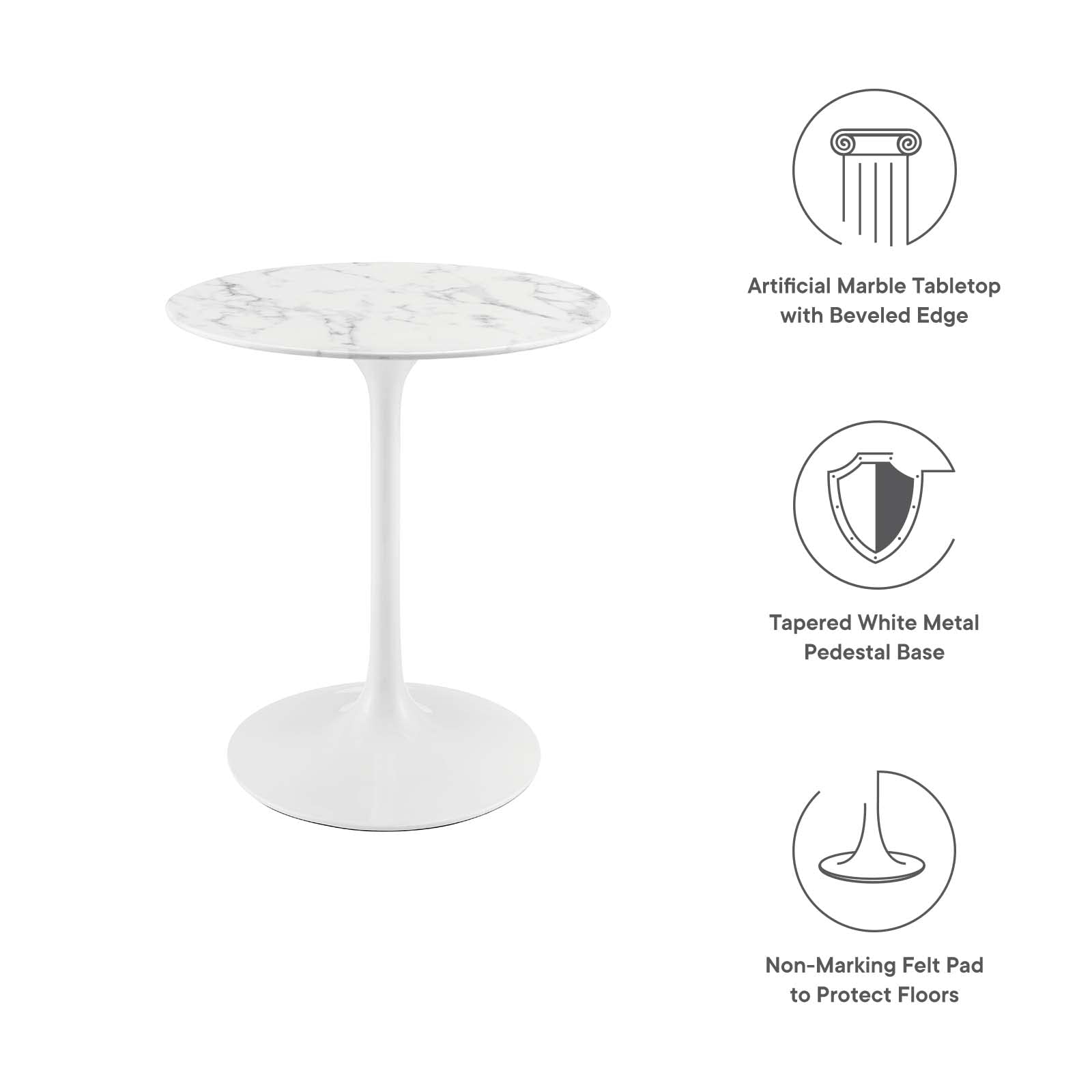 TABLE | Lippa 28 Side Table | Iconic Modern Design | Circular Marble Top | Scratch Resistant Finish | Tapered Metal Base | casafoyer.myshopify.com