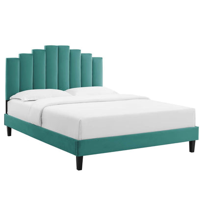 adjustable bed bases | CasaFoyer Elise Performance Velvet Queen Platform Bed | Art Deco Style | Stain-Resistant | Memory Foam Compatible | 800 lbs Weight Capacity | casafoyer.myshopify.com