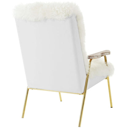 home office desk chairs | CasaFoyer Sprint Sheepskin Armchair | Luxurious Gold Accents | Oak Armrests | Foam Padding | Vinyl Upholstery | Chic & Glamorous | casafoyer.myshopify.com