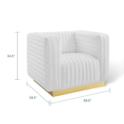home office desk chairs | CasaFoyer Charisma Channel Tufted Performance Velvet Lounge Armchair | Glamorous Deco Design | Stain-Resistant Fabric | Foam Padding | Gold Stainless Steel Base | Fully Assembled | casafoyer.myshopify.com