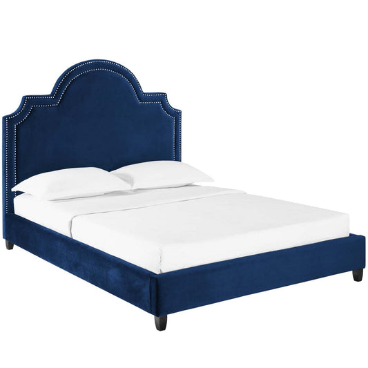 adjustable bed bases | CasaFoyer Primrose Queen Performance Velvet Platform Bed | Comfort & Elegance | Padded Headboard | Stain-Resistant Fabric | Vintage Nailhead Trim | Wood Slat Support | Black Legs | 1322 lbs Capacity | Includes One Bed | casafoyer.myshopify.com