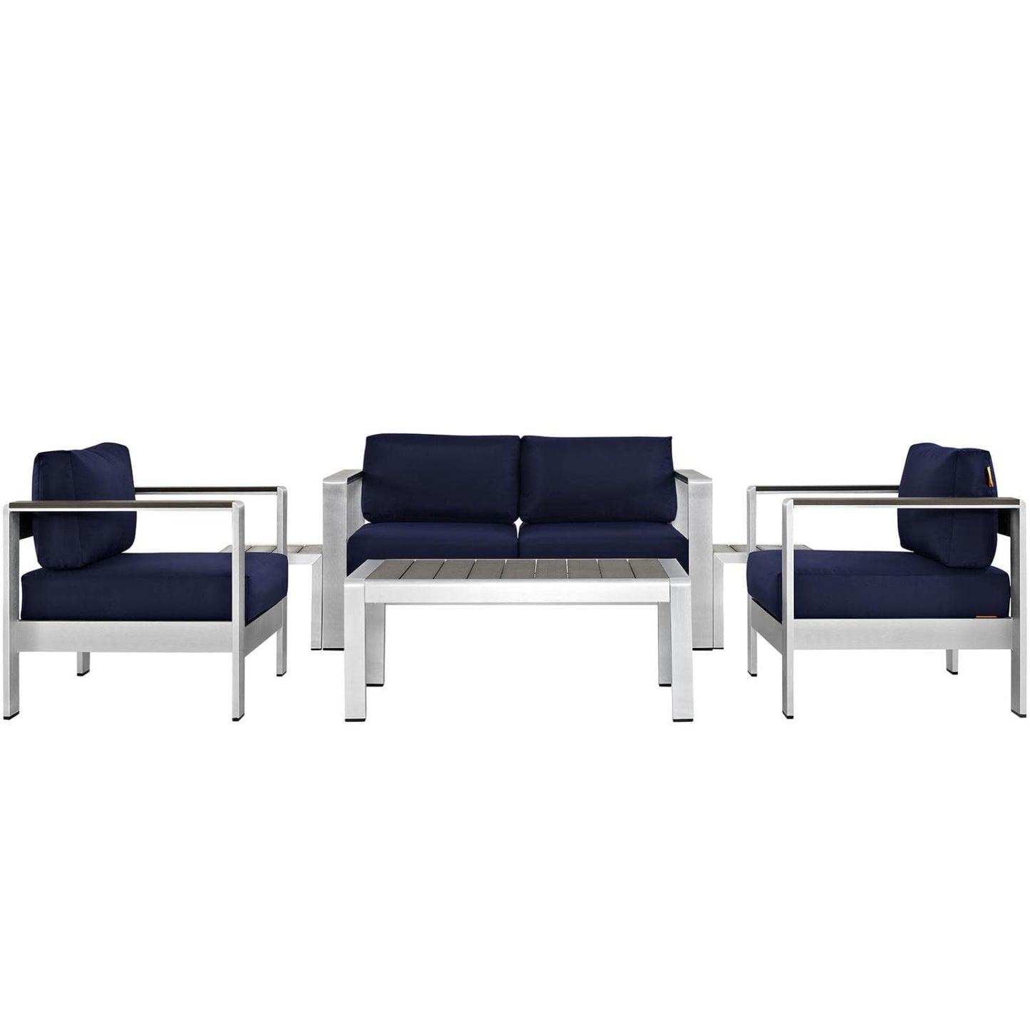 kitchen and dining room sets | CasaFoyer Shore Outdoor Patio Collection | Durable Aluminum Sectional Sofa Set - Silver Navy | casafoyer.myshopify.com
