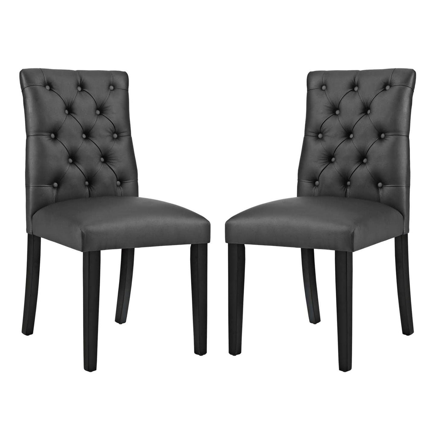 home office desk chairs | CasaFoyer Duchess Dining Chair Set of 2 | Elegant Curvy Design | Tufted Button Back | Comfortable Foam Padding | Durable Wood Legs | Black | casafoyer.myshopify.com