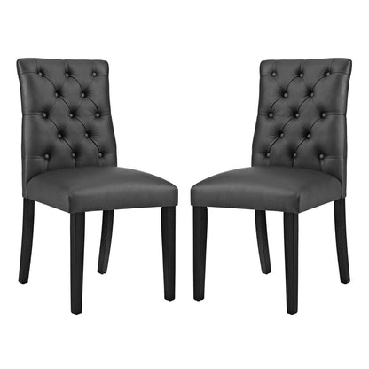 home office desk chairs | CasaFoyer Duchess Dining Chair Set of 2 | Elegant Curvy Design | Tufted Button Back | Comfortable Foam Padding | Durable Wood Legs | Black | casafoyer.myshopify.com