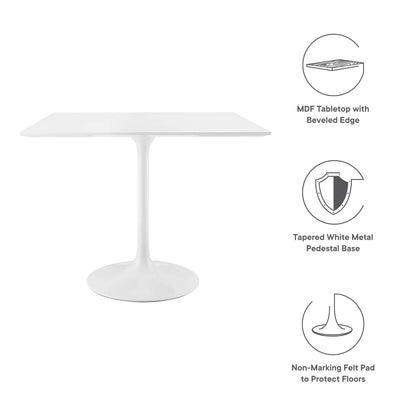 Dining Table | Lippa 36 Square Dining Table | Timeless Design | Chip-Resistant Finish | Modernism Icon | Metal Tapered Base | White Top | casafoyer.myshopify.com