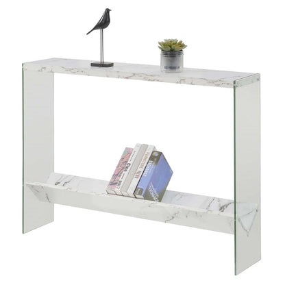 TABLE | Ergode SoHo V Console Table with Shelf | Contemporary Design | Glass Frame | Floating Shelves | Durable Honeycomb Particle Board | Easy Maintenance | casafoyer.myshopify.com