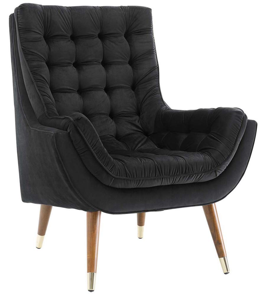 home office desk chairs | CasaFoyer Suggest Performance Velvet Lounge Chair | Elegant & Stylish | Stain-Resistant Velvet Upholstery | Button-Tufted | Flared Armrests | Gold Metal Sleeves | Plush Cushion Padding | 331 lbs Weight Capacity | casafoyer.myshopify.com