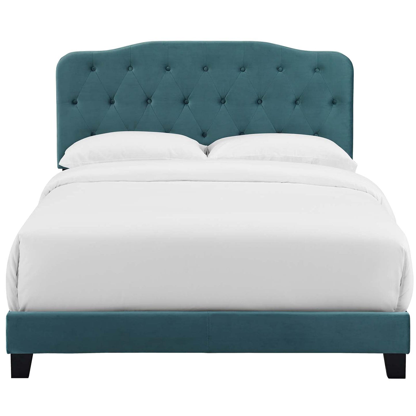 Bed | CasaFoyer Amelia Twin Bed | Luxurious Stain-Resistant Velvet | Button-Tufted Headboard | Solid Wood Construction | Non-Marking Legs | Reinforced Center Beams | Ideal for Kids or Dorms | Sea Blue | casafoyer.myshopify.com