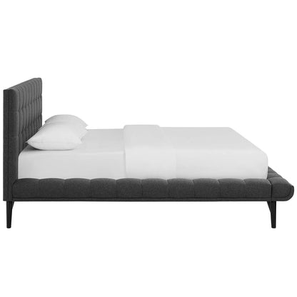 adjustable bed bases | CasaFoyer Julia Queen Platform Bed | Gray Upholstered Fabric | Sturdy Plywood Frame | Wood Legs | Biscuit Tufting | Foam Padding | Wood Slat Support | Holds up to 800 lbs | casafoyer.myshopify.com