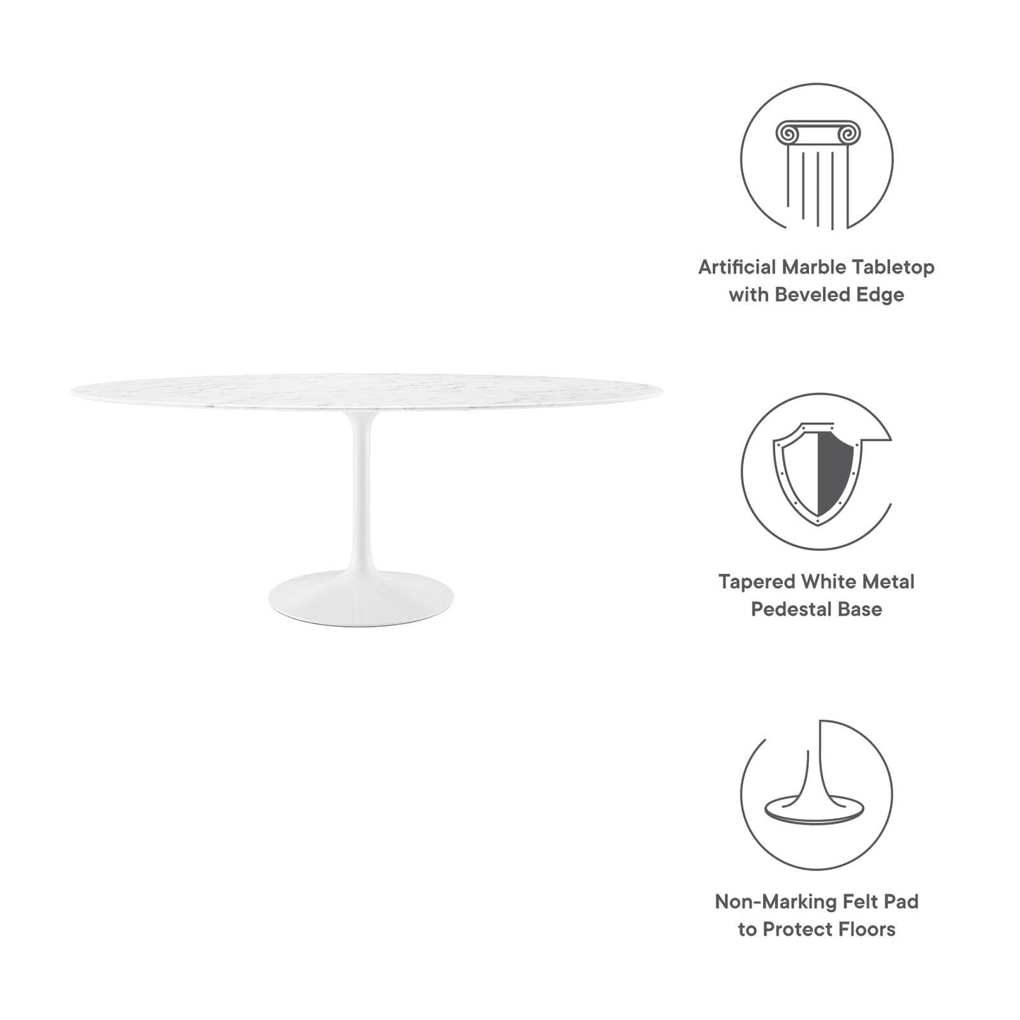 Dining Table | Lippa 78 Dining Table | Iconic Modern Design | Scratch-Resistant Finish | White | casafoyer.myshopify.com