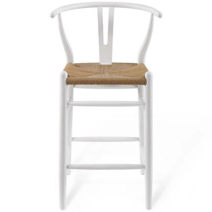 barstools | CasaFoyer Amish Wooden Counter Stool Set of 2 | Rustic Design | Elm Wood Construction | Woven Paper Rope Seat | Fully Assembled | 331 lbs Weight Capacity | casafoyer.myshopify.com