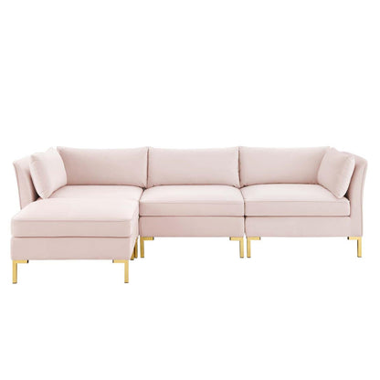 kitchen and dining room sets | CasaFoyer Ardent Performance Velvet 4-Piece Sectional Sofa | Vintage Modern Glam Deco Style | Stain-Resistant Velvet | Comfortable & Durable | Gold Metal Legs | 440 lbs Weight Capacity | casafoyer.myshopify.com