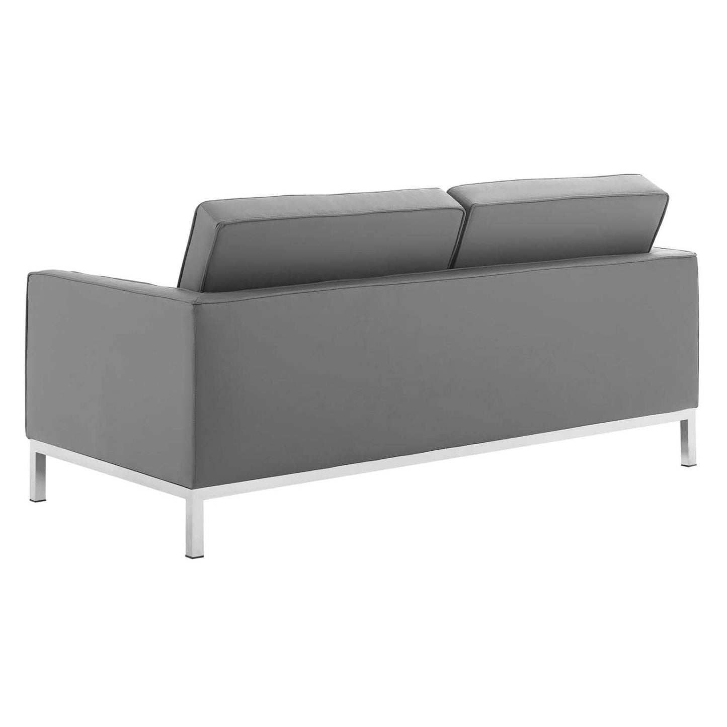 kitchen and dining room sets | CasaFoyer Loft Tufted 2 Piece Faux Leather Accent Set | Silver Gray | Modern Design | Stainless Steel Frame | Button Tufting | Soft & Durable Upholstery | 900 lbs Sofa | 600 lbs Loveseat | casafoyer.myshopify.com