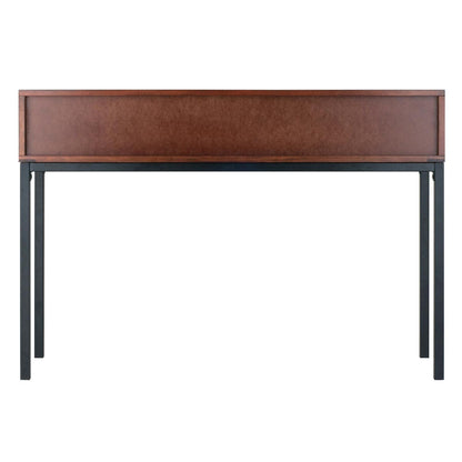 end tables | Ergode Jefferson Console Table | Mosaic Wood-Tile Drawer Panels | Steel Tube Legs | 2 Drawers | Nutmeg Wood Finish | Satin Black Coating | casafoyer.myshopify.com