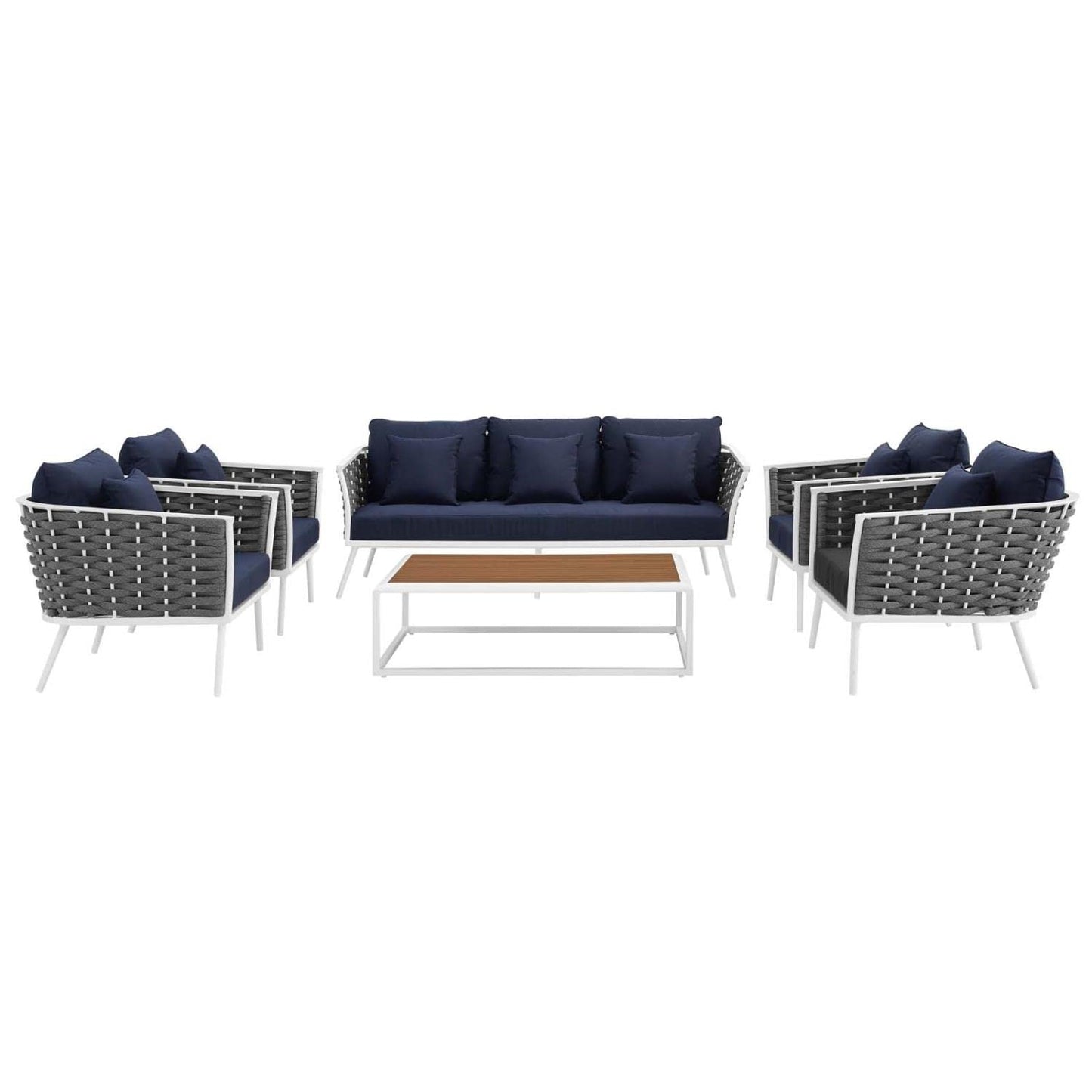 kitchen and dining room sets | CasaFoyer Stance Outdoor Collection | Modern Design | Aluminum Frame | Waterproof Cushions | Includes 4 Armchairs, Coffee Table, and Sofa | Durable & Stylish | casafoyer.myshopify.com
