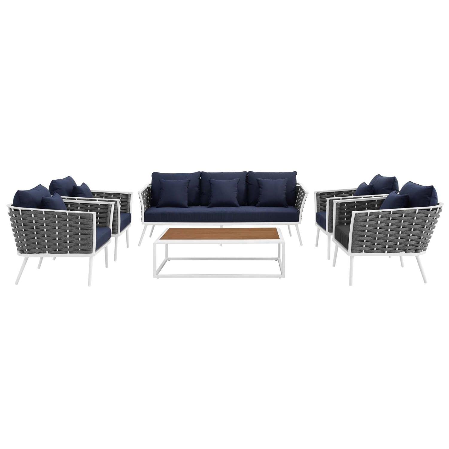 kitchen and dining room sets | CasaFoyer Stance Outdoor Collection | Modern Design | Aluminum Frame | Waterproof Cushions | Includes 4 Armchairs, Coffee Table, and Sofa | Durable & Stylish | casafoyer.myshopify.com