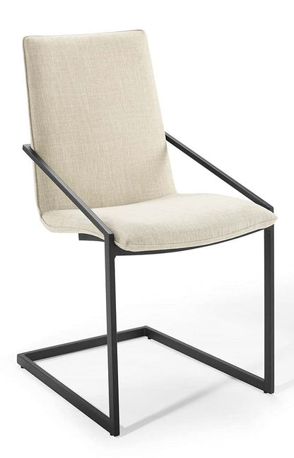 home office desk chairs | CasaFoyer Pitch Performance Fabric Upholstered Dining Armchair | Modern Design | Sturdy Frame | Comfortable Seat | Set of 1 | Black Beige | casafoyer.myshopify.com