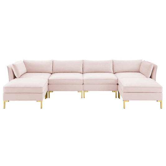 kitchen and dining room sets | CasaFoyer Ardent Performance Velvet 6-Piece Sectional Sofa | Elegant Vintage Modern Glam Deco Design | Stain-Resistant Velvet, Foam Padding, Sinuous Spring Support | Gold Metal Legs | 440 lbs Weight Capacity | Ideal for Homes, Apartments, Offices | casafoyer.myshopify.com