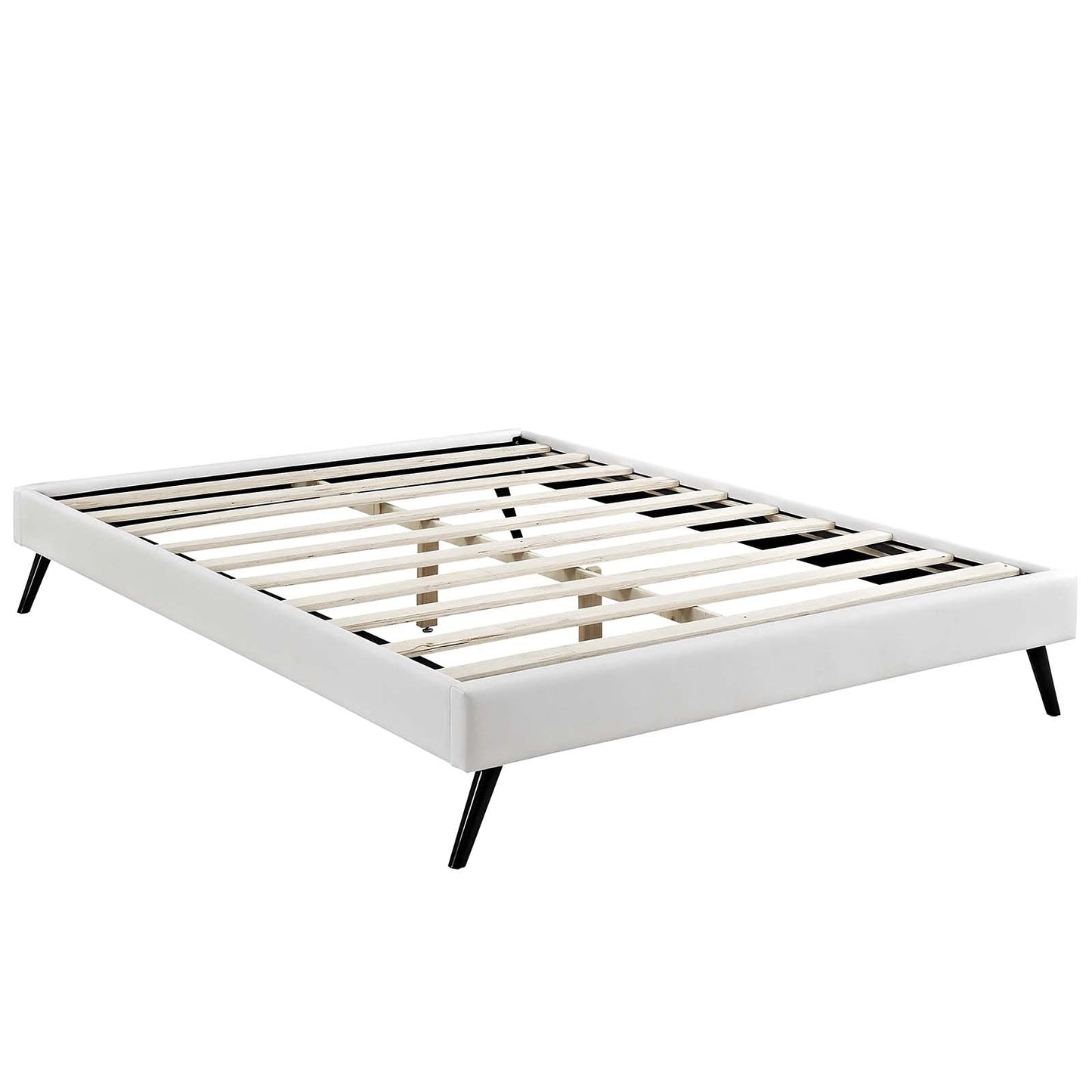bed frames | CasaFoyer Loryn Platform Bed | Solid Wood Frame | Vinyl Upholstery | Tapered Legs | No Box Spring Needed | Compatible with Aveline Memory Foam Mattresses | Stylish Headboard Options | Ideal for Modern Bedrooms | casafoyer.myshopify.com