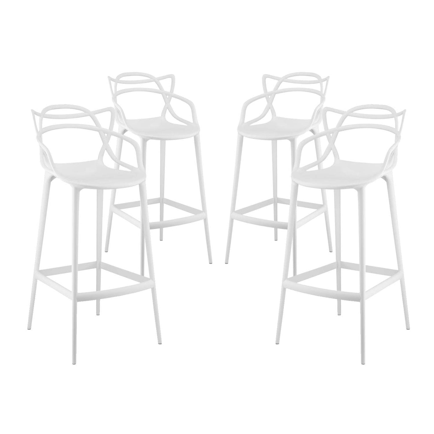 home office desk chairs | CasaFoyer Entangled Bar Chair Set of 4 | Unique Twists & Turns | Molded Plastic | Fully Assembled | Wipe-Clean Surface | Foot Caps | Captivating Design | casafoyer.myshopify.com