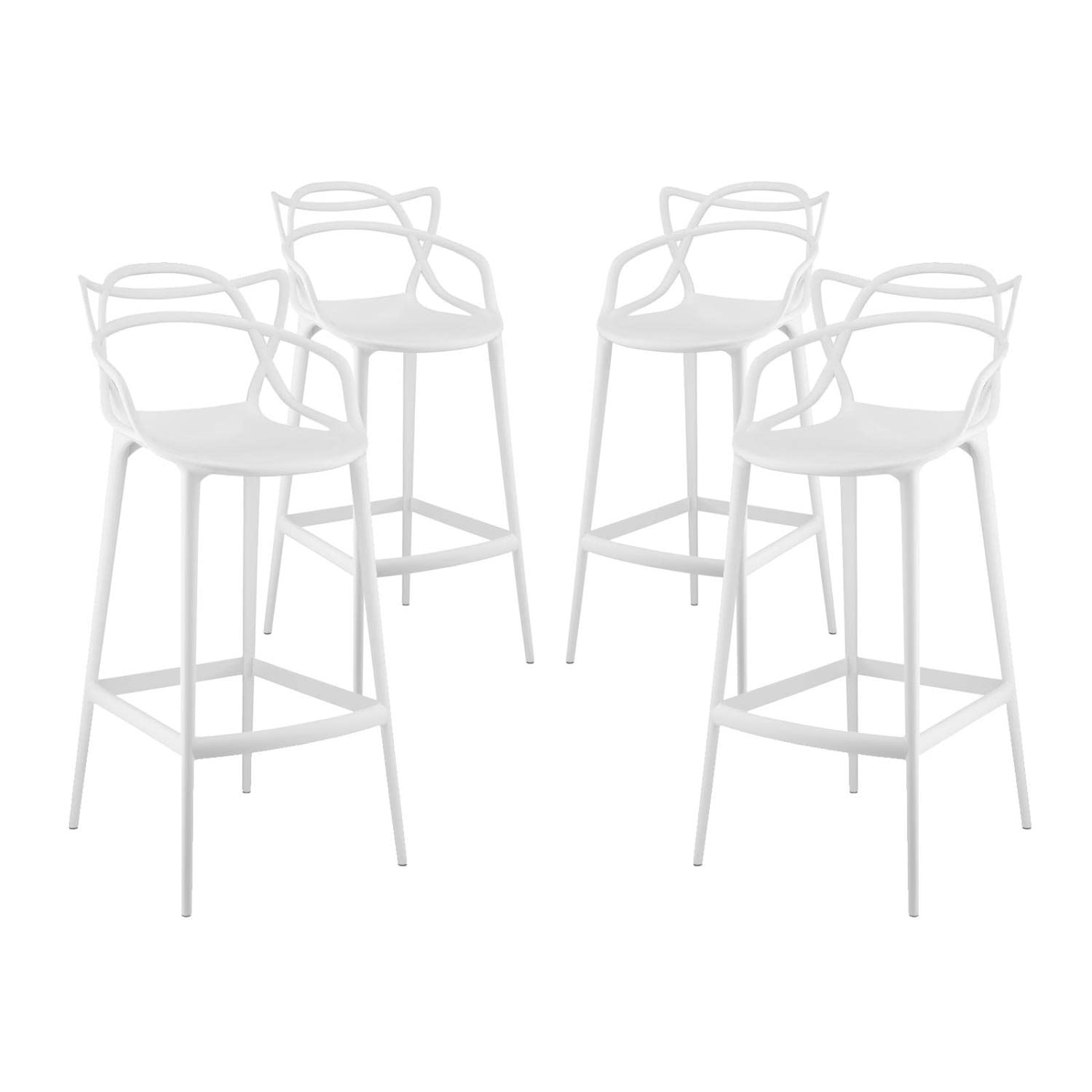 home office desk chairs | CasaFoyer Entangled Bar Chair Set of 4 | Unique Twists & Turns | Molded Plastic | Fully Assembled | Wipe-Clean Surface | Foot Caps | Captivating Design | casafoyer.myshopify.com