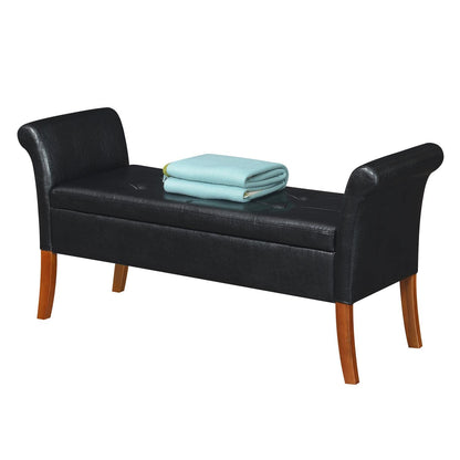 Ottoman | Designs4Comfort Garbo Storage Bench | Cozy Ottoman with Ample Storage Space | Durable Poplar Wood & Faux Leather Upholstery | Enhance Any Room's Ambiance | casafoyer.myshopify.com