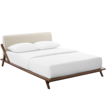 Bed | CasaFoyer Luella Queen Platform Bed | Sled Design | Polyester Upholstered Headboard | Solid Wood Frame | Slatted Support System | Modern Elegance | 800 lbs Weight Capacity | casafoyer.myshopify.com